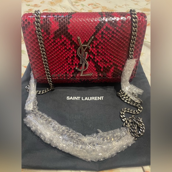 Saint Laurent Snake Skin bag in red and black - Picture 1 of 7
